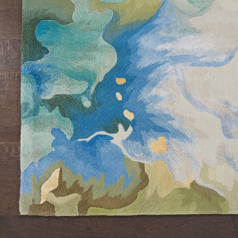 Image 3 Nourison Prismatic PRS16 5'6"x7'5" Seafoam Wool Area Rug more views