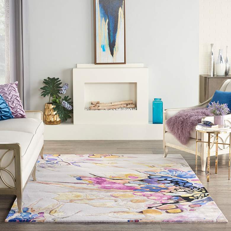 Image 1 Nourison Prismatic PRS20 5'6"x7'5" Gray Lilac Wool Area R