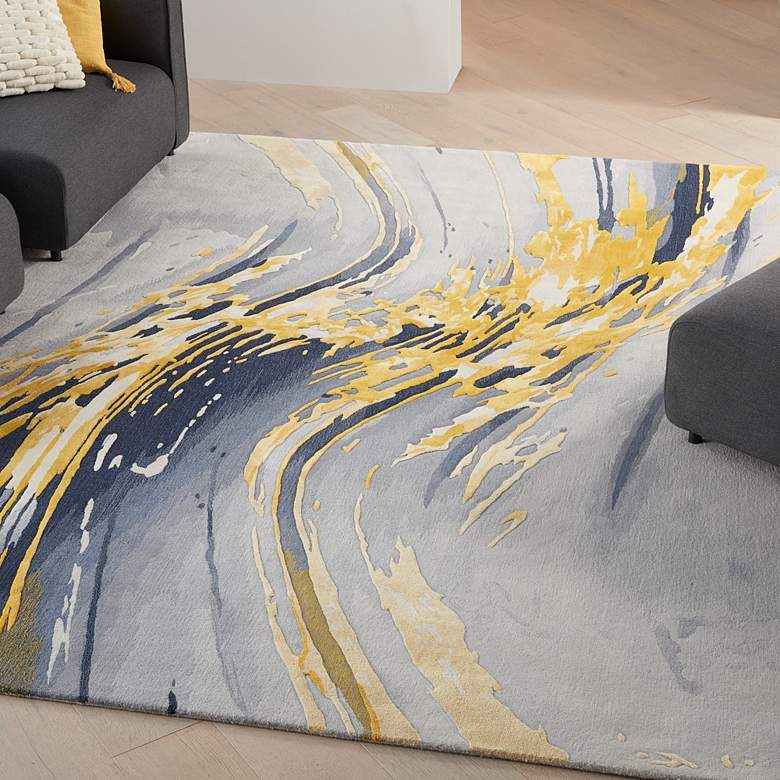 Image 5 Nourison Prismatic PRS24 5'6"x7'5" Gray Gold Wool Area Ru more views