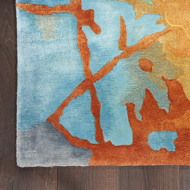 Image 3 Nourison Prismatic PRS29 5'6"x7'5" Gold Blue Wool Area Ru more views