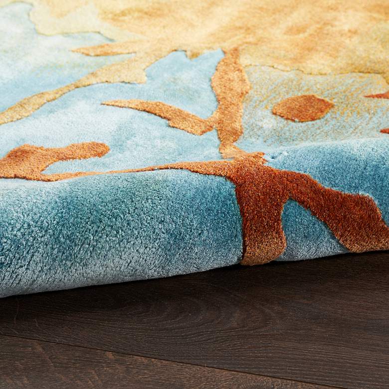 Image 6 Nourison Prismatic PRS29 5'6"x7'5" Gold Blue Wool Area Ru more views