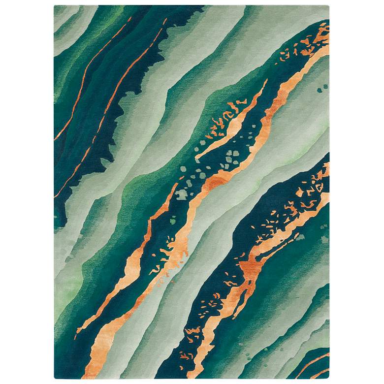Image 2 Nourison Prismatic PRS30 5'6"x7'5" Emerald Wool Area Rug