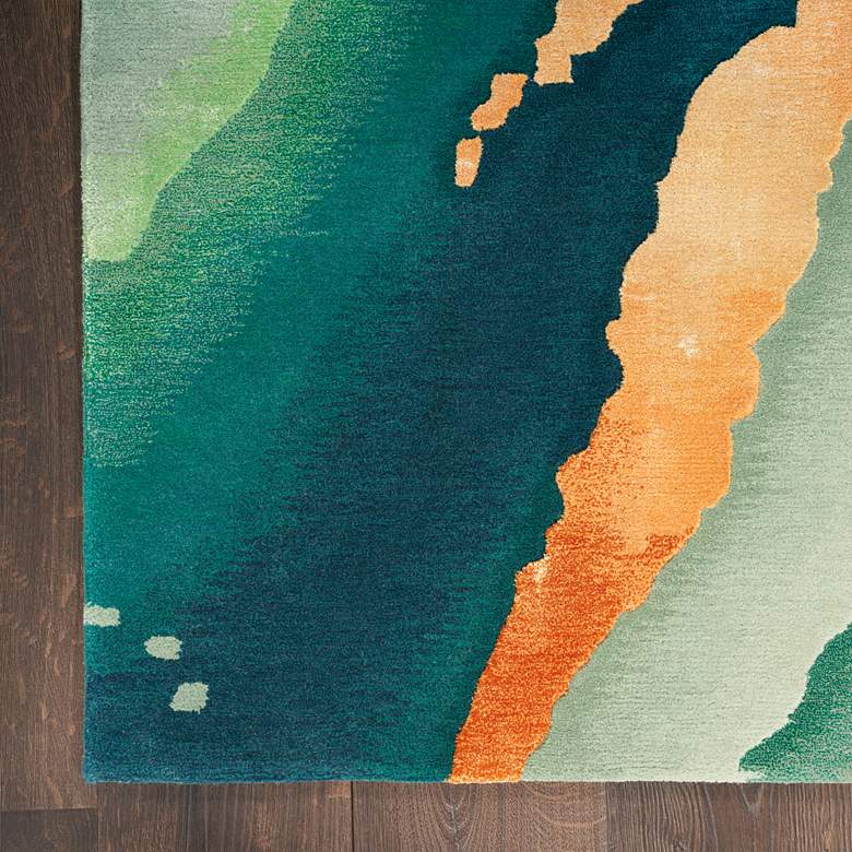 Image 3 Nourison Prismatic PRS30 5'6"x7'5" Emerald Wool Area Rug more views