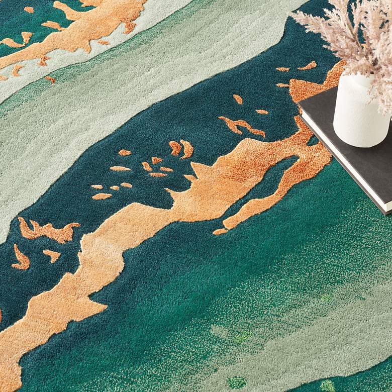 Image 5 Nourison Prismatic PRS30 5'6"x7'5" Emerald Wool Area Rug more views