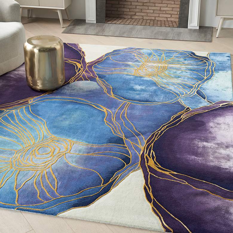 Image 1 Nourison Prismatic PRS32 7'9"x9'9" Blue Purple Wool Area