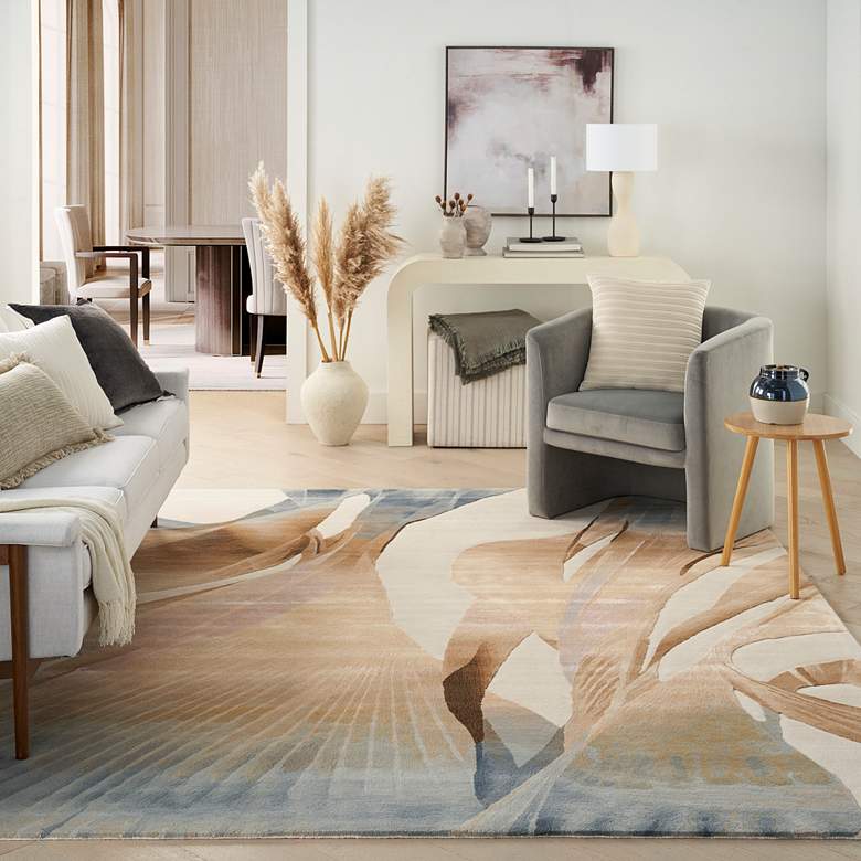 Image 1 Nourison Prismatic PRS35 7'9"x9'9" Sand Wool Area Rug