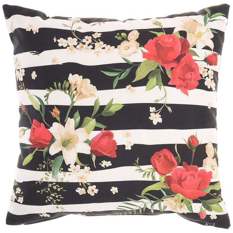 Image 2 Nourison Red Roses 18" Square Outdoor Throw Pillow