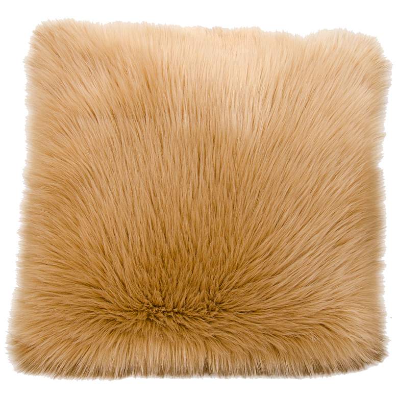 Image 1 Nourison Remen Poly Faux Fur 22 inch Square Beige Pillow