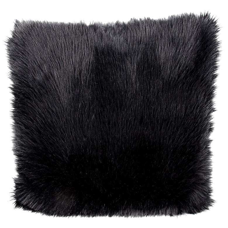 Nourison Remen Poly Faux Fur 22&quot; Square Black Pillow