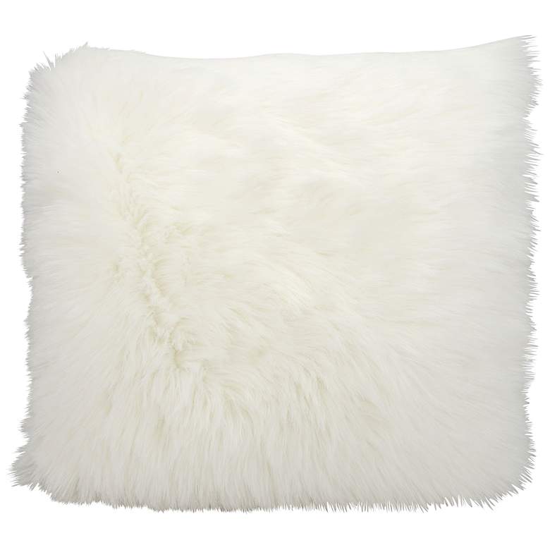 Image 1 Nourison Remen Poly Faux Fur 22 inch Square White Pillow