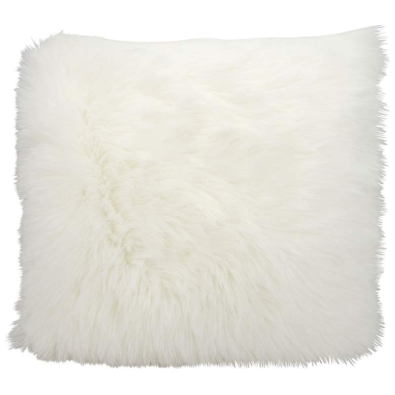 Image 1 Nourison Remen Poly Faux Fur 22" Square White Pillow