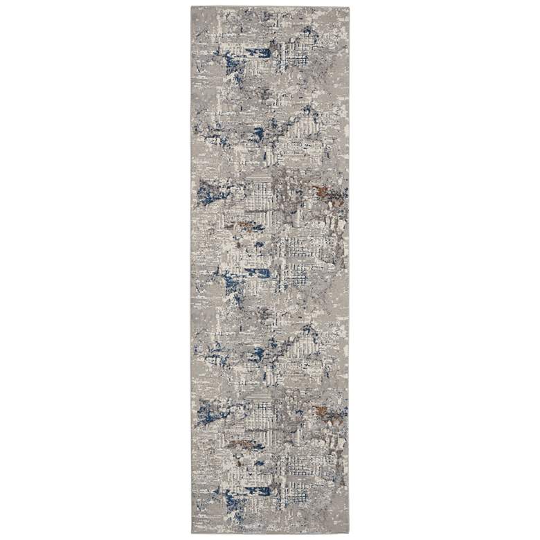 Image 2 Nourison Royal Terrace 2'2" x 7'6" Ivory Blue Indoor Rug