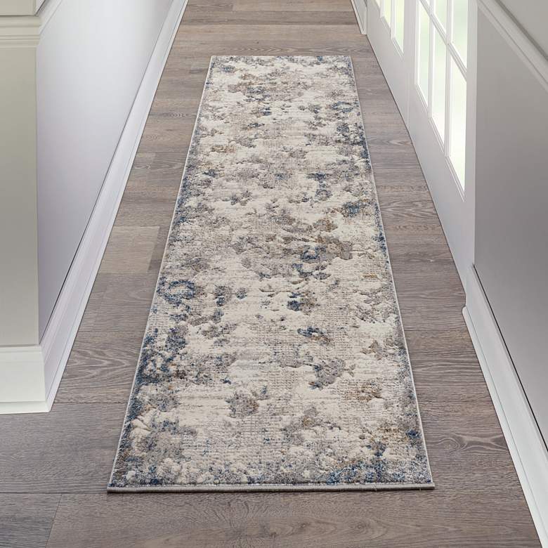 Image 1 Nourison Royal Terrace 2'2" x 7'6" Ivory/Grey Indoor Rug