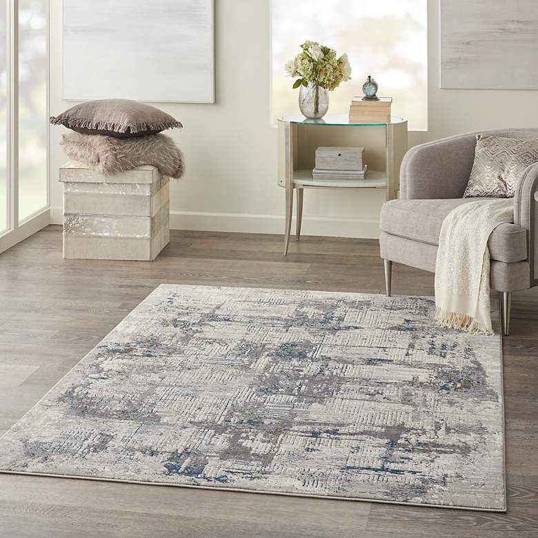 Image 6 Nourison Royal Terrace 5'3" x 7'3" Ivory Blue Indoor Rug more views