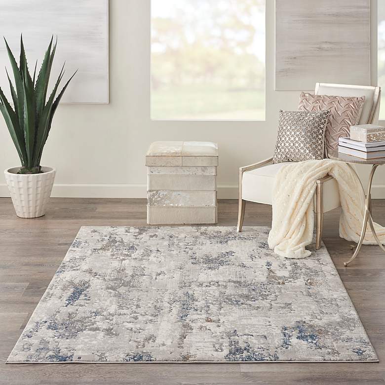 Image 1 Nourison Royal Terrace 5&#39;3 inch x 7&#39;3 inch White Blue Indoor Rug