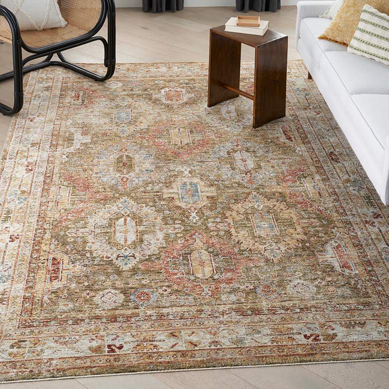 Image 1 Nourison Sahar SHR01 5&#39;3 inchx7&#39;8 inch Green Rectangular Area Rug