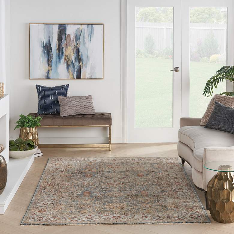 Image 1 Nourison Sahar SHR03 5'3"x7'8" Blue Rectangular Area Rug