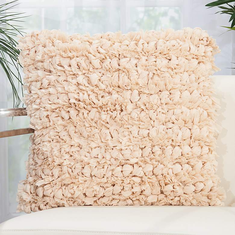 Image 1 Nourison Shag Beige Loop Texture 20" Square Throw Pillow