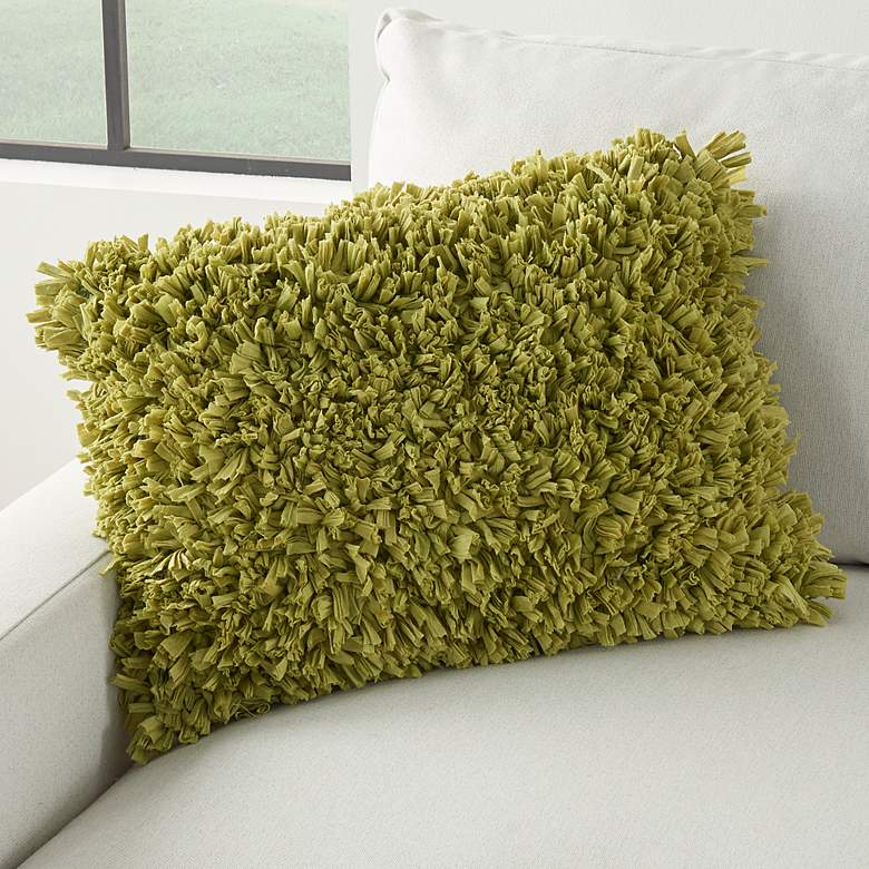 Image 1 Nourison Shag Lime 20 inch x 14 inch Decorative Throw Pillow