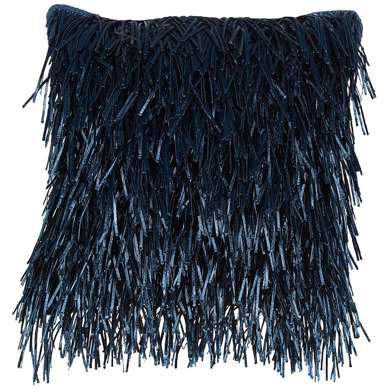 Image 2 Nourison Shag Navy Metallic Ribbon 20" Square Throw Pillow