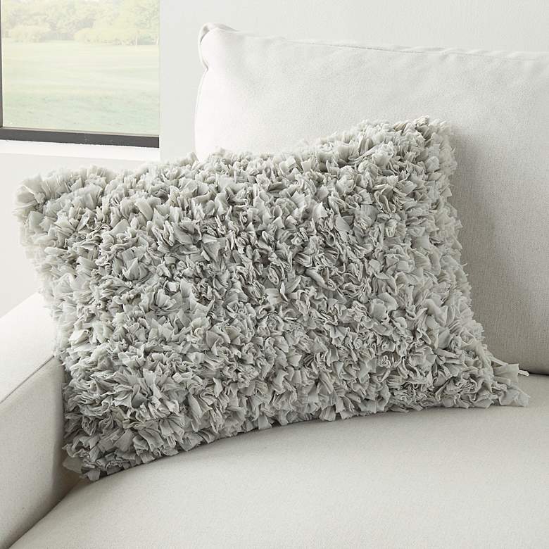 Image 1 Nourison Shag Silver 20 inch x 14 inch Decorative Throw Pillow