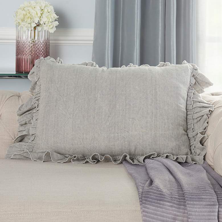 Image 1 Nourison Sofia Gray 24"x16" Decorative Throw Pillow