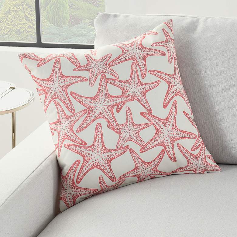 Image 1 Nourison Starfish and Wave 18" Square Outdoor Throw Pillow