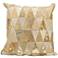 Nourison Triangles Leather 20" Square Beige Gold Pillow