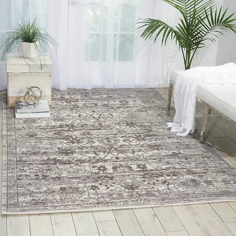 Image 1 Nourison Twilight TWI01 5&#39;6 inchx8&#39; Silver Rectangular Area Rug