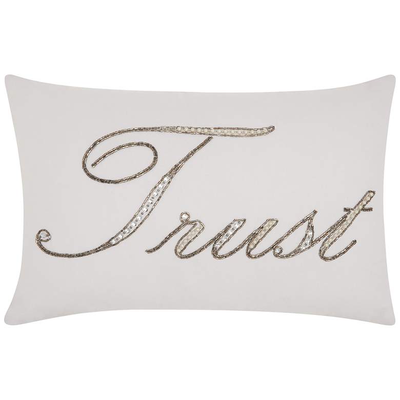 Image 1 Nourison White Beaded Trust 18" x 12" Indoor Throw Pillow