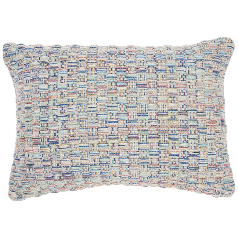 Image 2 Nourison Woven Basketweave 20"x14" Outdoor Throw Pillow
