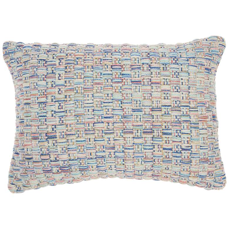 Image 2 Nourison Woven Basketweave 20 inchx14 inch Outdoor Throw Pillow