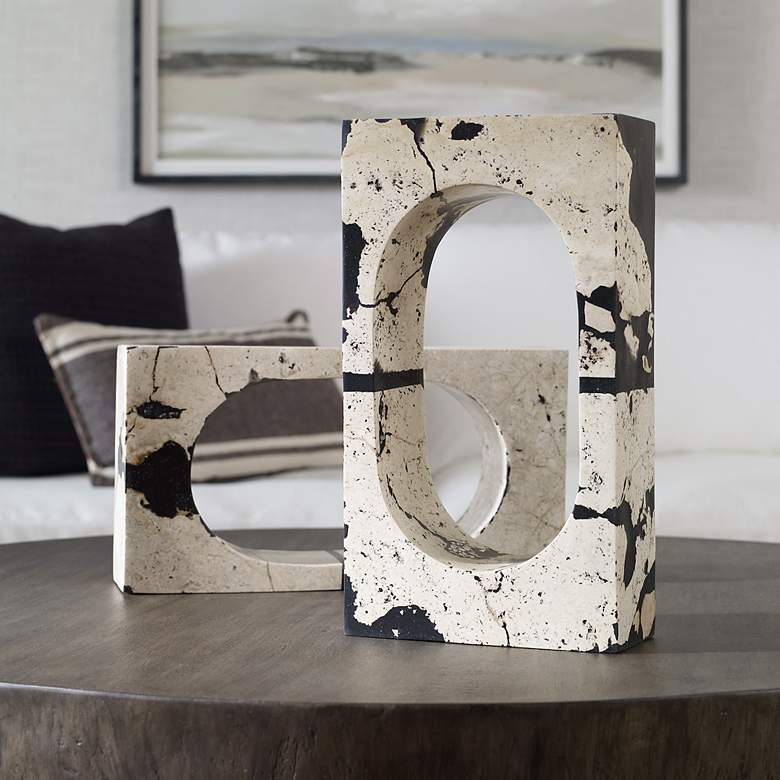 Image 1 Nouveau 15" High Natural White Black Limestone Sculpture