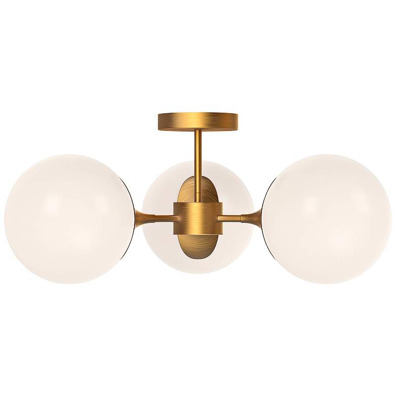Image 1 Nouveau 25 3/4" Wide Aged Gold 3-Light Ceiling Light