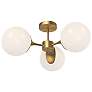 1_Nouveau 25 3/4" Wide Aged Gold 3-Light Ceiling Light