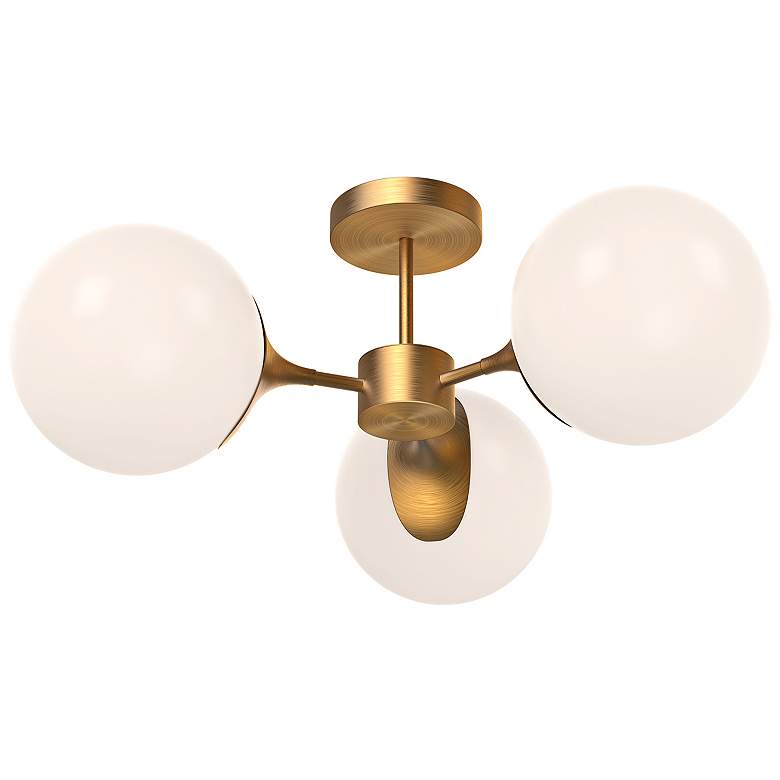 Image 4 Nouveau 25 3/4" Wide Aged Gold 3-Light Ceiling Light more views