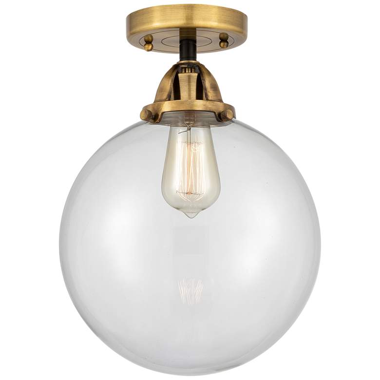 Image 1 Nouveau 2 Beacon 10" LED Semi-Flush Mount - Black Antique Brass - Clea