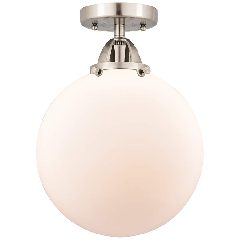 Image 1 Nouveau 2 Beacon 10" LED Semi-Flush Mount - Satin Nickel - Matte White