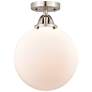 Nouveau 2 Beacon 10" LED Semi-Flush Mount - Satin Nickel - Matte White