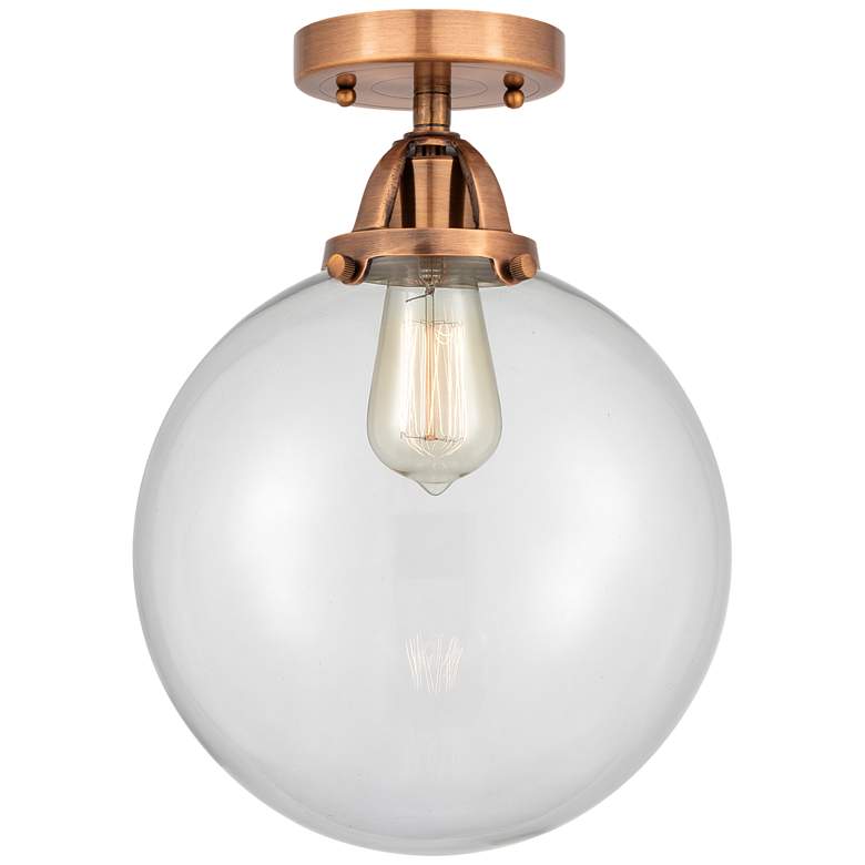 Image 1 Nouveau 2 Beacon 10" Semi-Flush Mount - Antique Copper - Clear Shade