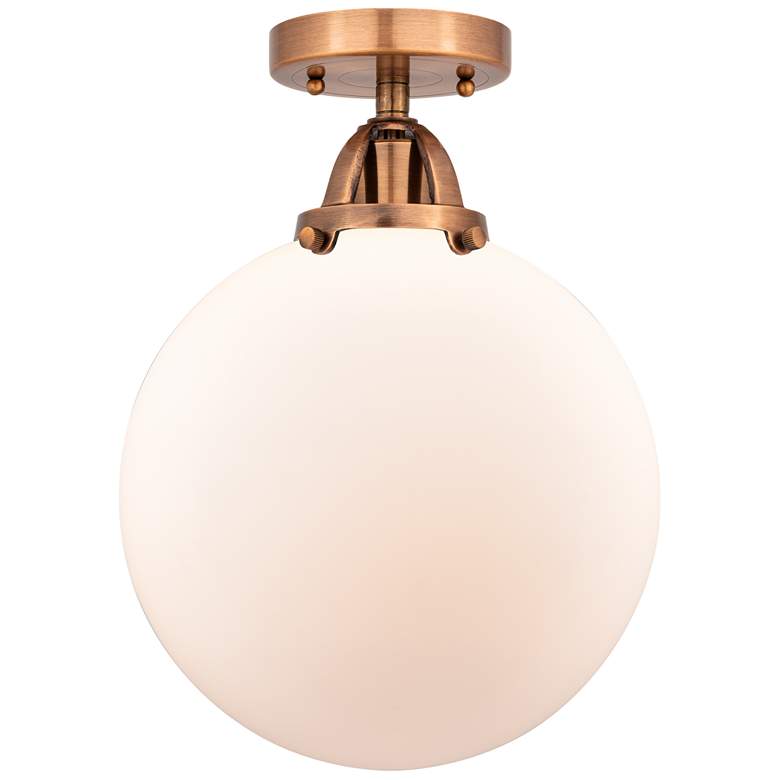 Image 1 Nouveau 2 Beacon 10" Semi-Flush Mount - Antique Copper - Matte White S