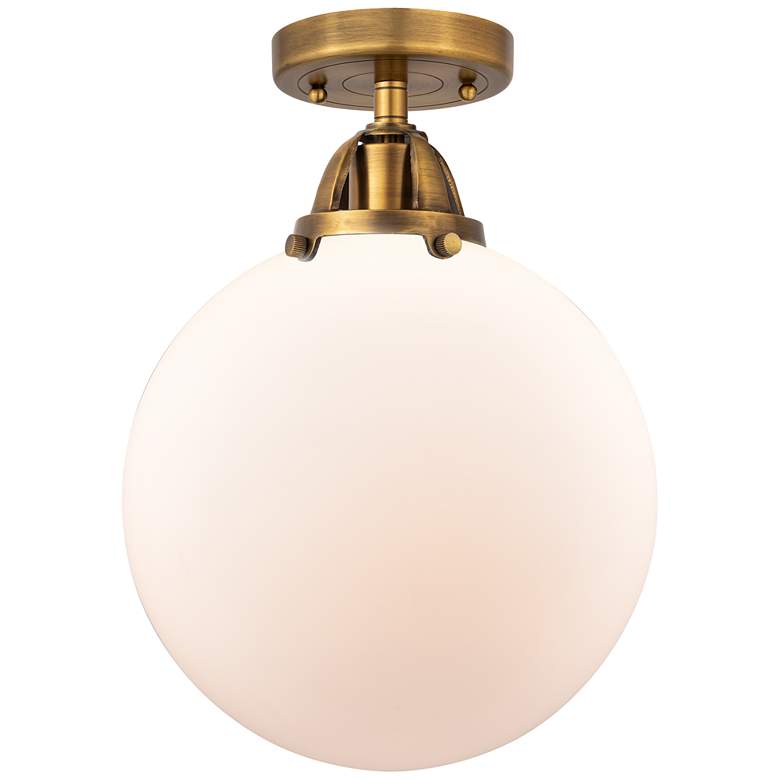 Image 1 Nouveau 2 Beacon 10" Semi-Flush Mount - Brushed Brass - Matte White Sh