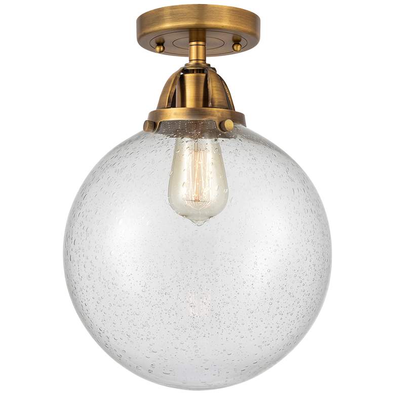 Image 1 Nouveau 2 Beacon 10" Semi-Flush Mount - Brushed Brass - Seedy Shade