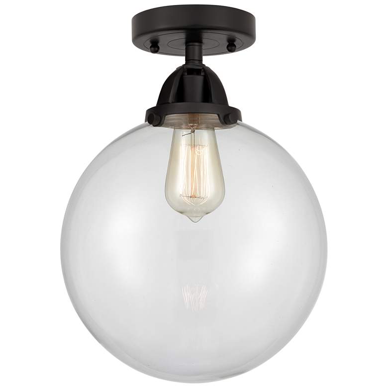 Image 1 Nouveau 2 Beacon 10" Semi-Flush Mount - Matte Black - Clear Shade