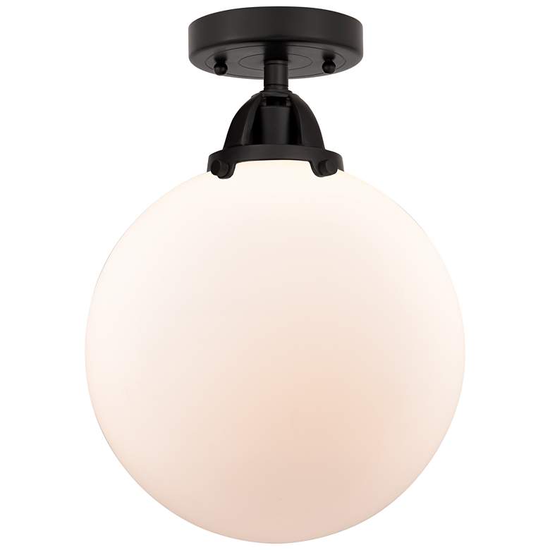 Image 1 Nouveau 2 Beacon 10" Semi-Flush Mount - Matte Black - Matte White Shad