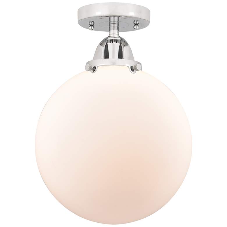 Image 1 Nouveau 2 Beacon 10" Semi-Flush Mount - Polished Chrome - Matte White