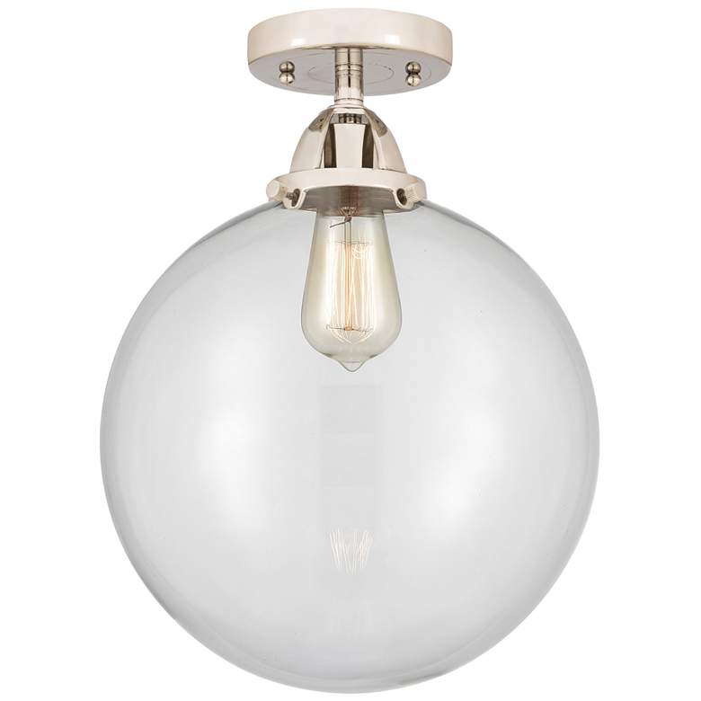 Image 1 Nouveau 2 Beacon 10" Semi-Flush Mount - Polished Nickel - Clear Shade