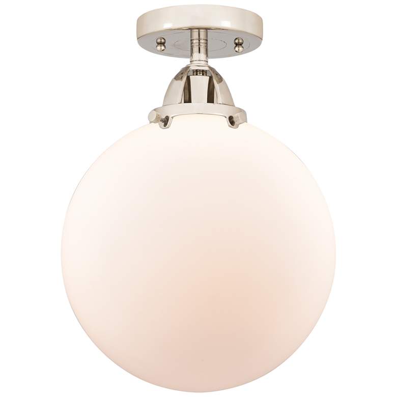 Image 1 Nouveau 2 Beacon 10" Semi-Flush Mount - Polished Nickel - Matte White