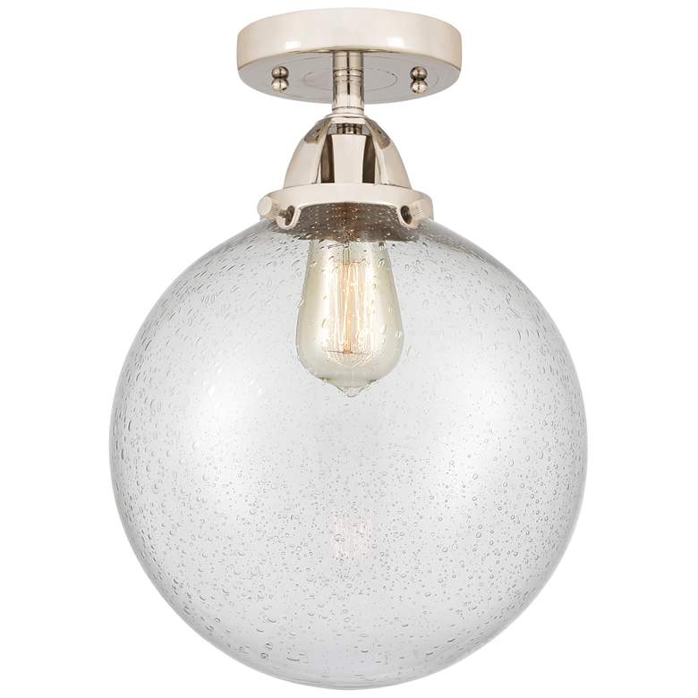 Image 1 Nouveau 2 Beacon 10" Semi-Flush Mount - Polished Nickel - Seedy Shade