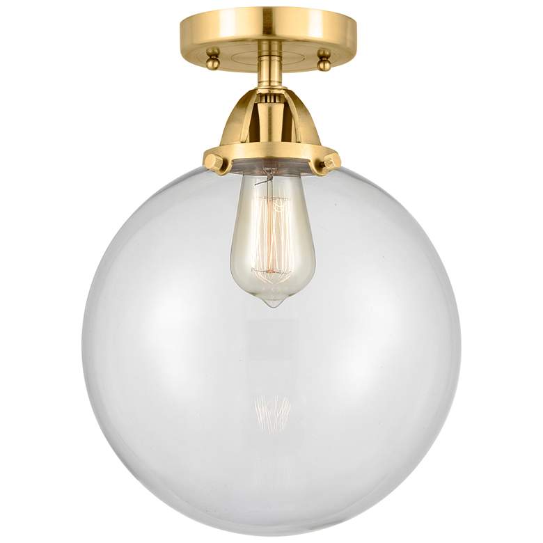 Image 1 Nouveau 2 Beacon 10" Semi-Flush Mount - Satin Gold - Clear Shade